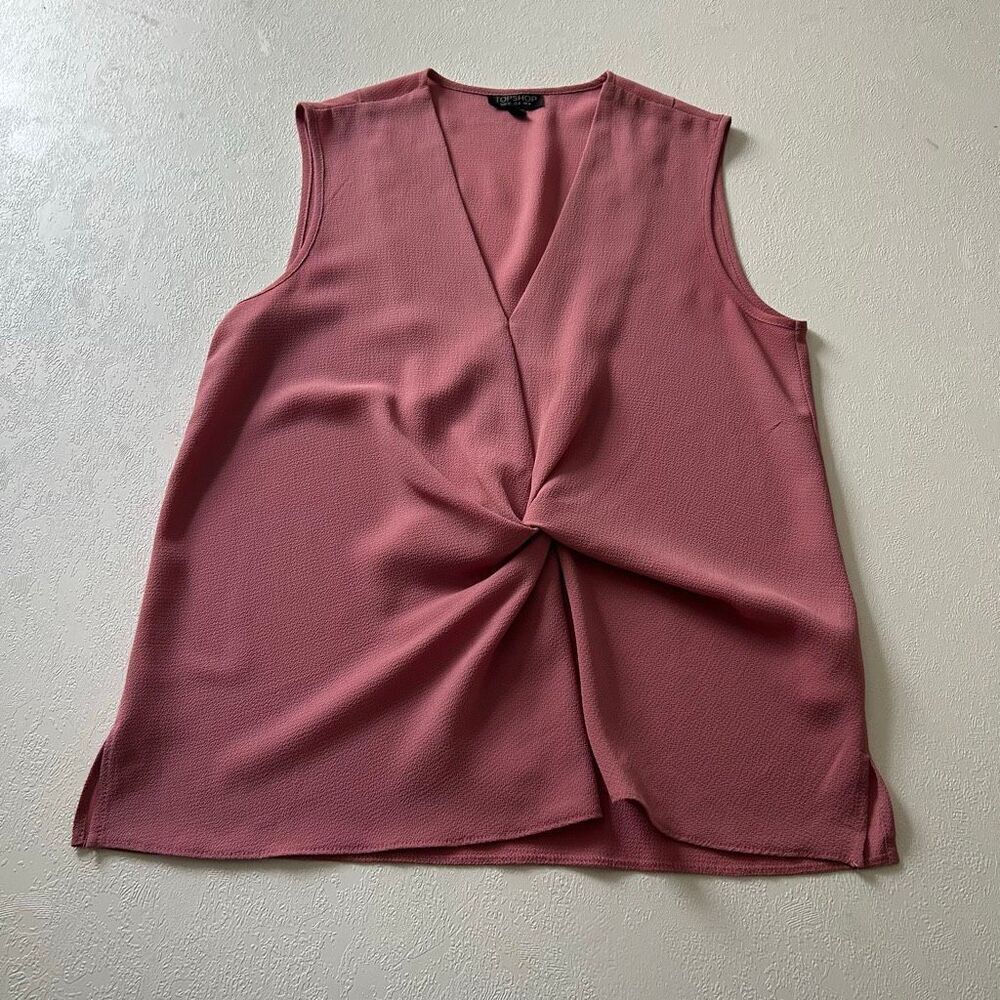 Topshop Pink Twist Front Sleeveless Blouse | Size 4 | Elegant Workwear Tank